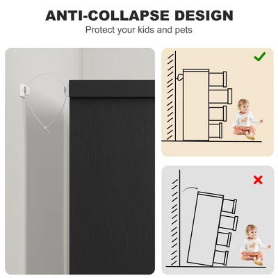 4 Drawer Dresser For Bedroom, Black Chest Of Drawer Nightstand With Embedded Handles, Wooden Dresser Organizer For Living Room Nursery Entryway Closet 5 4 Drawer Dresser For Bedroom, Black Chest Of Drawer Nightstand With Embedded Handles, Wooden Dresser Organizer For Living Room Nursery Entryway Closet - Image 5