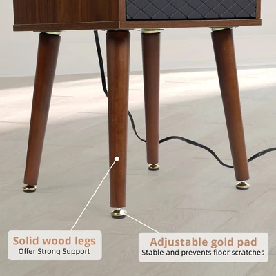 Mid-Century Nightstand With Drawers, Side Table With Charging Station 4 Mid-Century Nightstand With Drawers, Side Table With Charging Station - Image 4