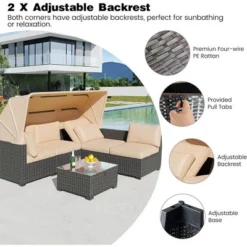 Whizmax 6 Pieces Outdoor Patio Sectional Sofa Couch, Brown PE Wicker Furniture Conversation Sets With Beige Cushions & Glass Coffee Table 8 Whizmax 6 Pieces Outdoor Patio Sectional Sofa Couch, Brown PE Wicker Furniture Conversation Sets With Beige Cushions & Glass Coffee Table -Garvee Sales GUEST cde31093 0d7a 408c abfe 675d01fd3369