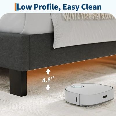 Bed Frame With Adjustable Headboard, Linen Fabric Upholstered, Heavy Duty Mattress Foundation, No Box Spring Needed 4 Bed Frame With Adjustable Headboard, Linen Fabric Upholstered, Heavy Duty Mattress Foundation, No Box Spring Needed - Image 4