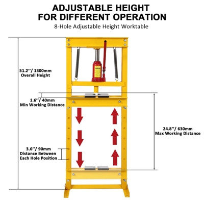 Hydraulic Press 6and12 Ton Hydraulic Shop Press, H-Frame Garage Floor Benchtop Press Adjustable Shop Press, Adjustable Working Table Height 8 Hydraulic Press 6and12 Ton Hydraulic Shop Press, H-Frame Garage Floor Benchtop Press Adjustable Shop Press, Adjustable Working Table Height - Image 8