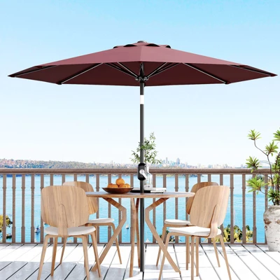 9' Outdoor Patio Umbrella, Outdoor Table Umbrella, Yard Umbrella, Market Umbrella With 8 Sturdy Ribs, Push Button Tilt And Crank 10 9' Outdoor Patio Umbrella, Outdoor Table Umbrella, Yard Umbrella, Market Umbrella With 8 Sturdy Ribs, Push Button Tilt And Crank - Image 10