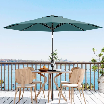 Garvee 9Ft Patio Umbrella - 8 Sturdy Ribs Outdoor Table Umbrella With Crank Lift & Push Button Tilt - Market Umbrella For Pool, Deck, Garden-Blue 1 Garvee 9Ft Patio Umbrella - 8 Sturdy Ribs Outdoor Table Umbrella With Crank Lift & Push Button Tilt - Market Umbrella For Pool, Deck, Garden-Blue