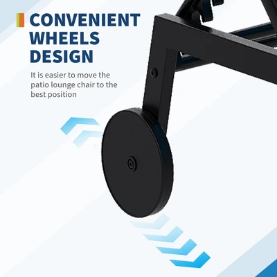 Adjustable Backrest Poolside Loungers Set Of 3, Outdoor Lounge Chairs With Wheels, Patio Chaise Lounge Chairs With Side Table 4 Adjustable Backrest Poolside Loungers Set Of 3, Outdoor Lounge Chairs With Wheels, Patio Chaise Lounge Chairs With Side Table - Image 4