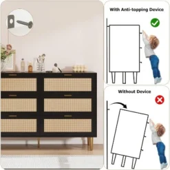 Rattan 6 Drawer Dresser, Wide Double Dresser With Gold Handles & Legs, Modern Chest With Large Storage For Bedroom Or Living Room 11 Rattan 6 Drawer Dresser, Wide Double Dresser With Gold Handles & Legs, Modern Chest With Large Storage For Bedroom Or Living Room -Garvee Sales GUEST cf782cd2 9bbc 490e 936f c11783fd1d1b