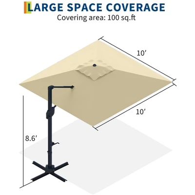 10ft Large Cantilever Patio Umbrella - 360° Rotating, Aluminum Outdoor Shade For Garden, Deck, Pool 1 10ft Large Cantilever Patio Umbrella - 360° Rotating, Aluminum Outdoor Shade For Garden, Deck, Pool