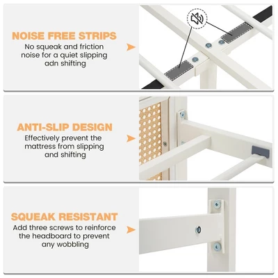 Rattan Platform Bed Frame Full Size With Headboard 5 Rattan Platform Bed Frame Full Size With Headboard - Image 5