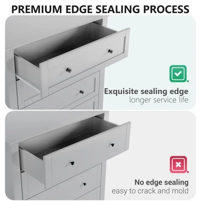 6 Drawer Dresser For Bedroom, Chest Of Drawer Dresser For 48 Inch TV, Modern Wood Organizer TV Stand For Living Room, Entryway, Hallway 9 6 Drawer Dresser For Bedroom, Chest Of Drawer Dresser For 48 Inch TV, Modern Wood Organizer TV Stand For Living Room, Entryway, Hallway - Image 9