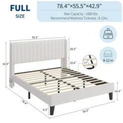 Full Size Upholstered Platform Bed Frame With 3 XL Storage Drawers - Wood Slat Support, No Box Spring Needed, Quiet & Sturdy Design