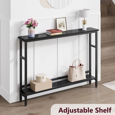 Whizmax 39.4" Narrow Sofa Table, 2 Tier Skinny Console Table With Adjustable Shelf, Slim Behind Couch Table For Living Room, Entryway, Hallway 4 Whizmax 39.4" Narrow Sofa Table, 2 Tier Skinny Console Table With Adjustable Shelf, Slim Behind Couch Table For Living Room, Entryway, Hallway - Image 4