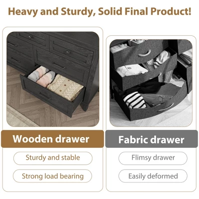 Garvee 7 Dresser For Bedroom, 54" Wide Drawer Dresser With Storage Freestanding, Wooden Closet Storage Chest For Living Room, Bedroom 4 Garvee 7 Dresser For Bedroom, 54" Wide Drawer Dresser With Storage Freestanding, Wooden Closet Storage Chest For Living Room, Bedroom - Image 4