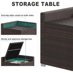 8 Pieces Outdoor Patio Furniture Set, Wicker Rattan Sectional With 4" Cushions, Glass Table & Hidden Storage Box, Brown 14 8 Pieces Outdoor Patio Furniture Set, Wicker Rattan Sectional With 4" Cushions, Glass Table & Hidden Storage Box, Brown -Garvee Sales GUEST d130a21d 907f 4140 8b72 6d411f8c8b25