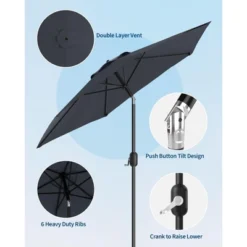 10FT Outdoor Patio Umbrella With 8 Sturdy Ribs, Table Umbrella With Push Button Tilt And Crank, UV Protection Waterproof (Gray) 11 10FT Outdoor Patio Umbrella With 8 Sturdy Ribs, Table Umbrella With Push Button Tilt And Crank, UV Protection Waterproof (Gray) -Garvee Sales GUEST d1593215 695d 418a 8c6a f4794dbce763 1