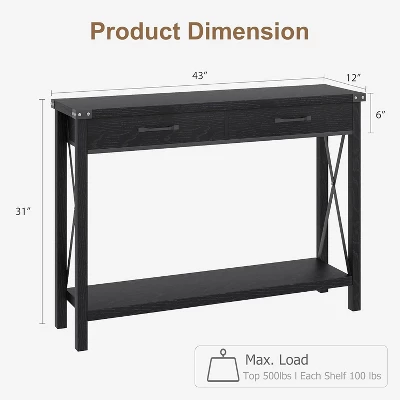 Farmhouse Console Table With 2 Drawers And Storage Shelf, Wood Sofa Table For Entryway, Living Room, Hallway, And Foyer 1 Farmhouse Console Table With 2 Drawers And Storage Shelf, Wood Sofa Table For Entryway, Living Room, Hallway, And Foyer