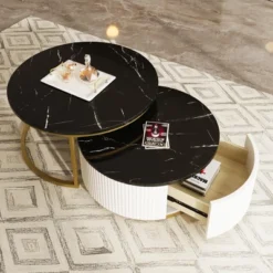 Modern Round Nesting Coffee Table Fluted With Drawer In 31.5'' 13 Modern Round Nesting Coffee Table Fluted With Drawer In 31.5'' -Garvee Sales GUEST d1ca8194 d4e5 4556 9190 7a0cbd1f5f36