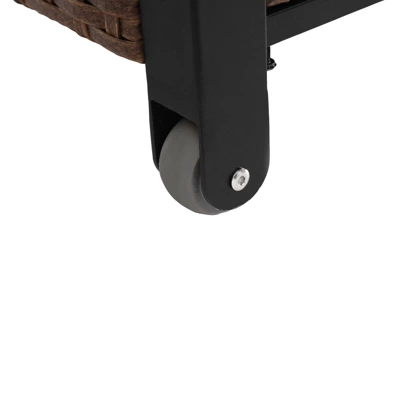 Outdoor Wicker Bar Cart, Kitchen Island Grill Table With Wheel,Rolling Buffet Serving Cart With Stainless Steel Top For Porch Garden Poolside 5 Outdoor Wicker Bar Cart, Kitchen Island Grill Table With Wheel,Rolling Buffet Serving Cart With Stainless Steel Top For Porch Garden Poolside - Image 5