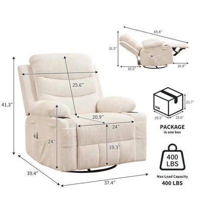 Recliner Chair Nursery, Manual Reclining Rocking Chair, 360 Swivel Glider With Cup Holder, Massage And Heat Recliner, Indoor Single Sofa Chairs 1 Recliner Chair Nursery, Manual Reclining Rocking Chair, 360 Swivel Glider With Cup Holder, Massage And Heat Recliner, Indoor Single Sofa Chairs