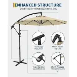 10FT Hanging Cantilever Umbrella, Offset Patio Umbrella Outdoor Sun Shade With Easy Tilt Adjustment, 8 Ribs, UV Protection For Backyard, Lawn 10 10FT Hanging Cantilever Umbrella, Offset Patio Umbrella Outdoor Sun Shade With Easy Tilt Adjustment, 8 Ribs, UV Protection For Backyard, Lawn -Garvee Sales GUEST d3b2399f 4afe 4f5d baee 3266bc19fa7f