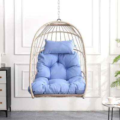 Outdoor Garden Rattan Egg Swing Chair Hanging Chair For Patio, Porch, Bedroom, Garden, Courtyard, Balcony 9 Outdoor Garden Rattan Egg Swing Chair Hanging Chair For Patio, Porch, Bedroom, Garden, Courtyard, Balcony - Image 9