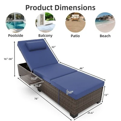 Whizmax Rattan Chaise Lounge Pool Chairs, Outdoor Sun Tanning Chairs With Adjustable Backrest For Beach, Yard, Patio 5 Whizmax Rattan Chaise Lounge Pool Chairs, Outdoor Sun Tanning Chairs With Adjustable Backrest For Beach, Yard, Patio - Image 5