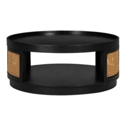 36.8'' Modern Round Coffee Table, 2 Tier Wooden Center Table With PE Rattan Side, Accent Cocktail End Table For Living Room Bedroom Office 11 36.8'' Modern Round Coffee Table, 2 Tier Wooden Center Table With PE Rattan Side, Accent Cocktail End Table For Living Room Bedroom Office -Garvee Sales GUEST d4b667a4 ef60 4998 8c97 a91161760cf0