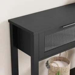 Whizmax Entryway Table, Wood Console Table With 2 Glass Drawers, 2 Tier Sofa Table With Storage For Living Room, Foyer Tables For Entryway -Garvee Sales GUEST d4e189d3 33ec 440d 8254 9df5e509fcae