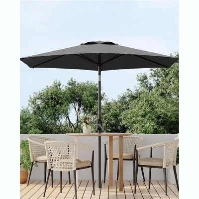 7.5FT Outdoor Patio Umbrella With 6 Sturdy Ribs, Table Umbrella With Push Button Tilt And Crank, UV Protection Waterproof (Gray) 2 7.5FT Outdoor Patio Umbrella With 6 Sturdy Ribs, Table Umbrella With Push Button Tilt And Crank, UV Protection Waterproof (Gray) - Image 2