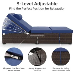 Lounge Chair Outdoor, PE Rattan Wicker Pool Lounge Chairs Set Of 2 With Adjustable Backrest, Cushion, Cup Holder, For Poolside, Deck, Gray-Beige 13 Lounge Chair Outdoor, PE Rattan Wicker Pool Lounge Chairs Set Of 2 With Adjustable Backrest, Cushion, Cup Holder, For Poolside, Deck, Gray-Beige -Garvee Sales GUEST d5561020 786b 4deb a8ac 827f068ed7b8 1