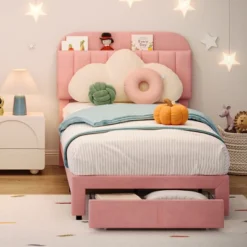 Garvee Twin Bed Frame With Drawer, Velvet Upholstered Platform Bed Frame With Storage Headboard, No Box Spring Needed, Easy Assembly 20 Garvee Twin Bed Frame With Drawer, Velvet Upholstered Platform Bed Frame With Storage Headboard, No Box Spring Needed, Easy Assembly -Garvee Sales GUEST d56209ae 0b9e 42b1 9018 d7ca35671785