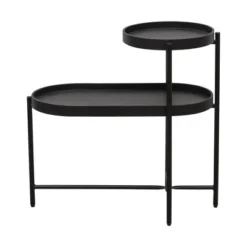 Modern 2-Tier Side Table, Open Shelf With Sturdy Iron Frame And Legs, Easy Assembly, Nightstand Bedside Table