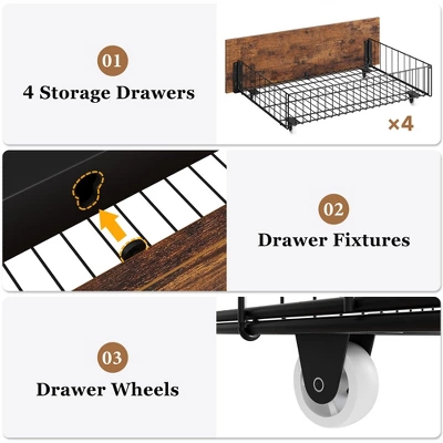 Full Size Platform Bed Frame With Headboard, 4 Storage Drawers, Sturdy Quiet Metal Frame, No Box Spring Needed, Easy Assembly 3 Full Size Platform Bed Frame With Headboard, 4 Storage Drawers, Sturdy Quiet Metal Frame, No Box Spring Needed, Easy Assembly - Image 3