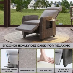 Indoor Outdoor Wicker Recliner Chair With Flip-Up Table Air Pump 155¡ã Lay Flat, Adjustable Wicker Lounge Recliner Chair With Backrest And Footrest 12 Indoor Outdoor Wicker Recliner Chair With Flip-Up Table Air Pump 155¡ã Lay Flat, Adjustable Wicker Lounge Recliner Chair With Backrest And Footrest -Garvee Sales GUEST d5e606fb e37f 4776 930f d60ee8e35a65