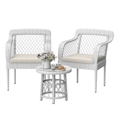 Whizmax 3 Pieces Patio Furniture Set, Indoor/Outdoor Rattan Sectional Sofa Conversation Bistro Set For Garden Balcony Backyard Porch Lawn 8 Whizmax 3 Pieces Patio Furniture Set, Indoor/Outdoor Rattan Sectional Sofa Conversation Bistro Set For Garden Balcony Backyard Porch Lawn - Image 8