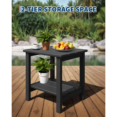 Sturdy 2-Tier HDPE Adirondack Side Table - Weather Resistant For Patio, Poolside, Porch - Indoor/Outdoor 1 Sturdy 2-Tier HDPE Adirondack Side Table - Weather Resistant For Patio, Poolside, Porch - Indoor/Outdoor