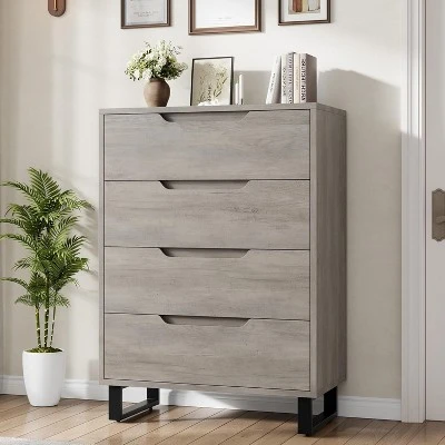 4 Dresser For Bedroom, 41.5" Tall Dresser, Freestanding Vertical Drawer Cabinet With Storage, Wooden Closet Storage Chest For Living Room, Entryway 6 4 Dresser For Bedroom, 41.5" Tall Dresser, Freestanding Vertical Drawer Cabinet With Storage, Wooden Closet Storage Chest For Living Room, Entryway - Image 6