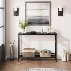 Whizmax 2 Tier Entryway Table, Console Tables With Storage, Sofa Table With Adjustable Shelf For Entryway, Living Room, Hallway, Bedroom