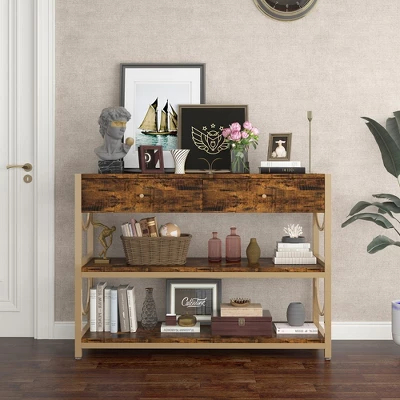 Console Sofa Table With Drawers And Shelves, 32 Inch Entryway Table 5 Console Sofa Table With Drawers And Shelves, 32 Inch Entryway Table - Image 5