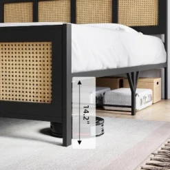 Whizmax King/Queen/Full Size Rattan Bed Frame With Headboard, Boho Cane Platform Bed Frame With Strong Metal Slat, Noise Free, No Box Spring Needed 9 Whizmax King/Queen/Full Size Rattan Bed Frame With Headboard, Boho Cane Platform Bed Frame With Strong Metal Slat, Noise Free, No Box Spring Needed -Garvee Sales GUEST d732ba23 285e 49cd ba03 2d41e0cc6726