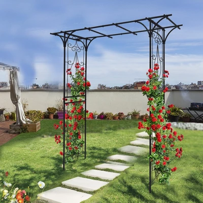 Metal Garden Arch, Iron Garden Arch Trellis For Climbing Plants Rose Outdoor, Arch Archway For Wedding Ceremony Party 1 Metal Garden Arch, Iron Garden Arch Trellis For Climbing Plants Rose Outdoor, Arch Archway For Wedding Ceremony Party