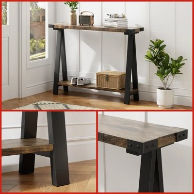 Console Table For Entryway, 2-Tier Entry Table With Storage, 43.3" Narrow Console Tables 3 Console Table For Entryway, 2-Tier Entry Table With Storage, 43.3" Narrow Console Tables - Image 3