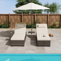Garvee Outdoor Chaise Lounge Chairs, Set Of 2 Wicker Patio Reclining Chairs With Adjustable Backrest, Rattan Lounger For Pool 14 Garvee Outdoor Chaise Lounge Chairs, Set Of 2 Wicker Patio Reclining Chairs With Adjustable Backrest, Rattan Lounger For Pool -Garvee Sales GUEST d7865ca8 f45d 4c92 bb50 d5317876493a 1
