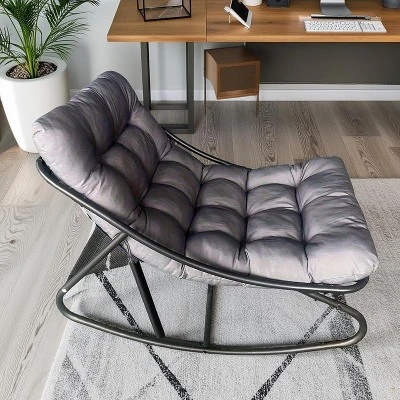 Outdoor Rocking Chair – Modern Metal Rocker With Thick Cushion, 350 Lbs Capacity, High Back Lounge Chair For Patio, Garden, And Living Room 3 Outdoor Rocking Chair – Modern Metal Rocker With Thick Cushion, 350 Lbs Capacity, High Back Lounge Chair For Patio, Garden, And Living Room - Image 3