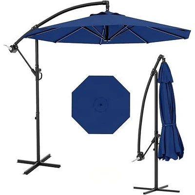 10FT Hanging Cantilever Umbrella, Offset Patio Umbrella Outdoor Sun Shade With Easy Tilt Adjustment, 8 Ribs, UV Protection For Backyard, Lawn 8 10FT Hanging Cantilever Umbrella, Offset Patio Umbrella Outdoor Sun Shade With Easy Tilt Adjustment, 8 Ribs, UV Protection For Backyard, Lawn - Image 8