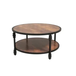 2-Tier Round Wood Coffee Table With Storage Shelf & Roman Column Metal Frame – Rustic Circle Center Table 9 2-Tier Round Wood Coffee Table With Storage Shelf & Roman Column Metal Frame – Rustic Circle Center Table -Garvee Sales GUEST d7e04f1a 4d49 4d28 88fe 1372b202ab3c