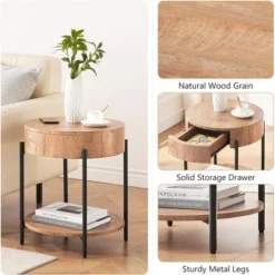 Garvee Round End Table Wood Side Table With Drawer For Living Room, Bedroom And Small Spaces, Brown 12 Garvee Round End Table Wood Side Table With Drawer For Living Room, Bedroom And Small Spaces, Brown -Garvee Sales GUEST d83f8884 d7ae 4b80 a121 3ed3db6dbdcd
