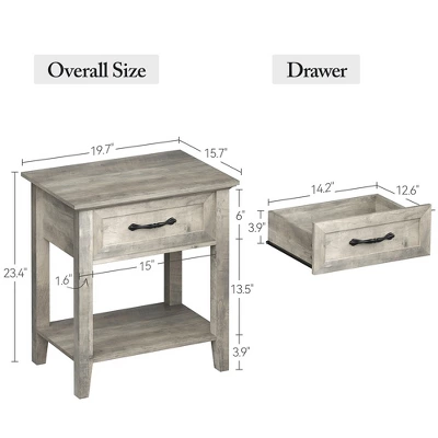 Garvee Nightstands Set Of 2, Industrial Side/End Tables With Drawer And Storage Shelf, Night Stands For Bedroom, Living Room, 2 Pack, Grey 1 Garvee Nightstands Set Of 2, Industrial Side/End Tables With Drawer And Storage Shelf, Night Stands For Bedroom, Living Room, 2 Pack, Grey