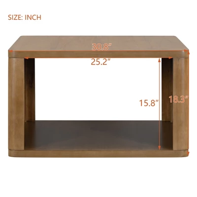 30.8" Modern Square Coffee Table, 2 Tier Center Table With Open Storage, Accent Coffee Table Nightstand For Living Room Bedroom Office 2 30.8" Modern Square Coffee Table, 2 Tier Center Table With Open Storage, Accent Coffee Table Nightstand For Living Room Bedroom Office - Image 2