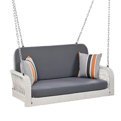 Hanging Porch Swing With Removable Cushion Covers, 2 Durable Metal Chains, Seat And Back Cushion, 2 Pillows 7 Hanging Porch Swing With Removable Cushion Covers, 2 Durable Metal Chains, Seat And Back Cushion, 2 Pillows - Image 7