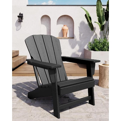 Outdoor Adirondack Chair - HDPE, With Wide Armrests & Slatted Back, All-Weather For Patio & Pool, Ergonomic Backrest 8 Outdoor Adirondack Chair - HDPE, With Wide Armrests & Slatted Back, All-Weather For Patio & Pool, Ergonomic Backrest - Image 8