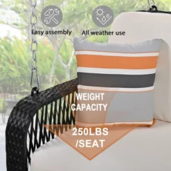 Hanging Porch Swing With Removable Cushion Covers, 2 Durable Metal Chains, Seat And Back Cushion, 2 Pillows 9 Hanging Porch Swing With Removable Cushion Covers, 2 Durable Metal Chains, Seat And Back Cushion, 2 Pillows -Garvee Sales GUEST d9a8043d ace3 43e7 969c 5b82c69f63a3